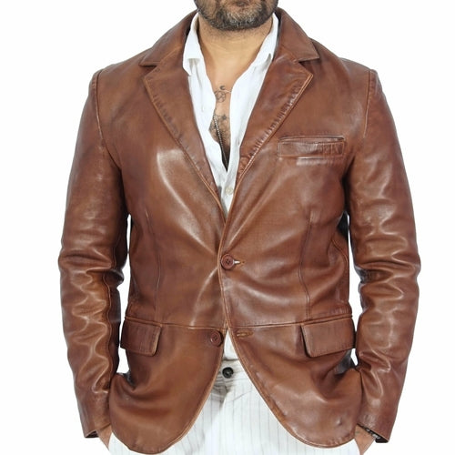 Men's Blazer Harper Brown Leather Jacket