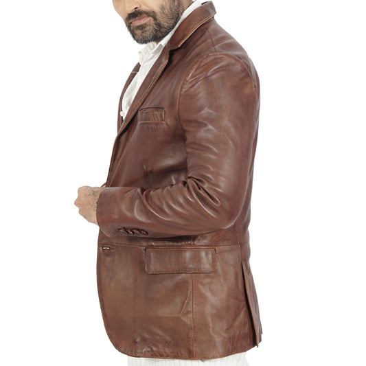 Men's Blazer Harper Brown Leather Jacket