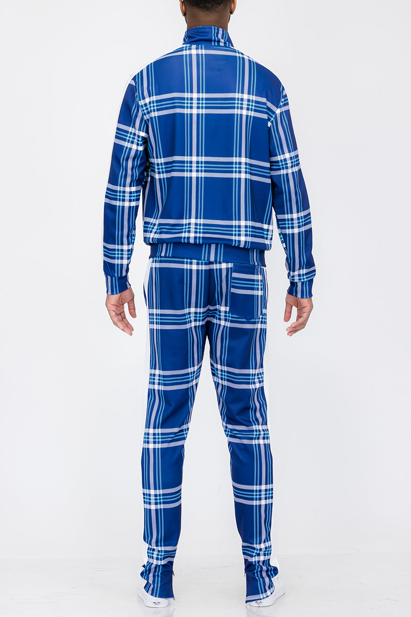 Plaid Track Jacket and Pant Set