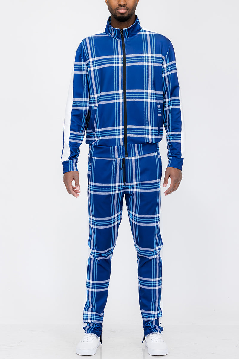 Plaid Track Jacket and Pant Set