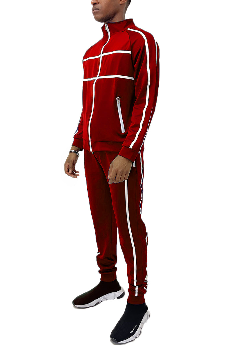 Men's Tape Design Track Jacket and Pant Set