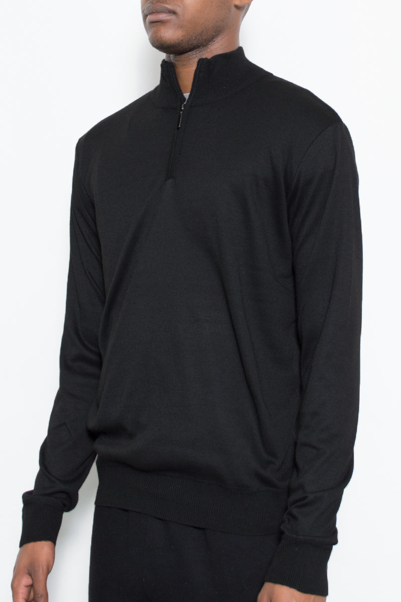 Men's Solid Quarter Zip Sweater