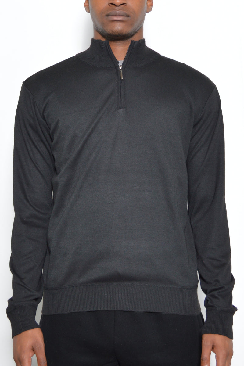 Men's Solid Quarter Zip Sweater