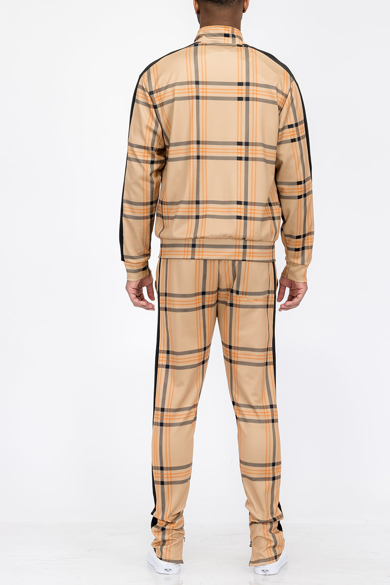 Plaid Track Jacket and Pant Set