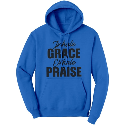 Men's Hoodie Sweatshirt - Inhale Grace/Exhale Praise Hooded Shirt