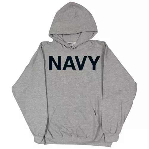 Pullover/Hooded Grey Sweatshirt- Navy Small