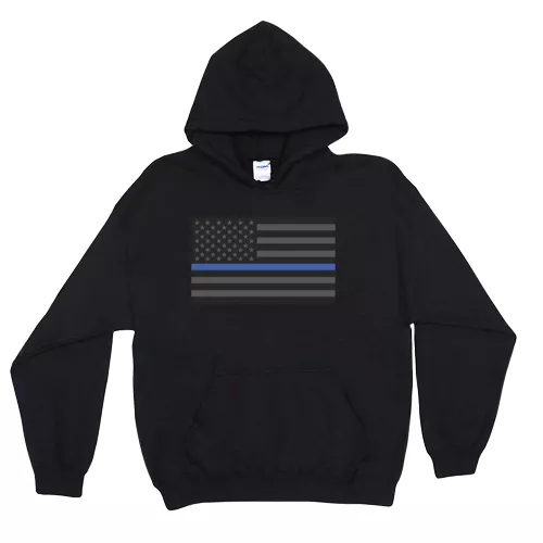 Pullover/Hooded Police/Thin Blue Line Black - Large
